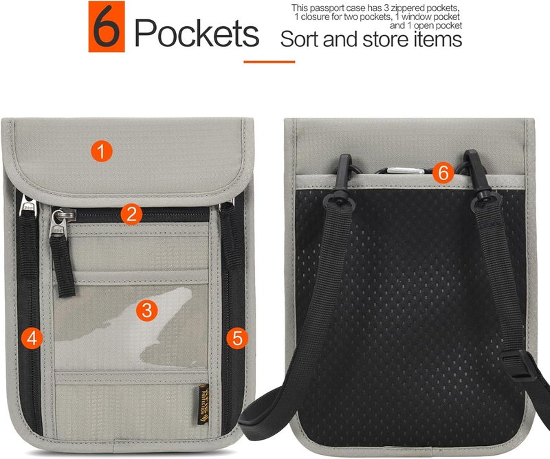 Arouselove Neck Wallet Lightweight RFID Blocking Waterproof Travel Pouch for Women Men - Image 2